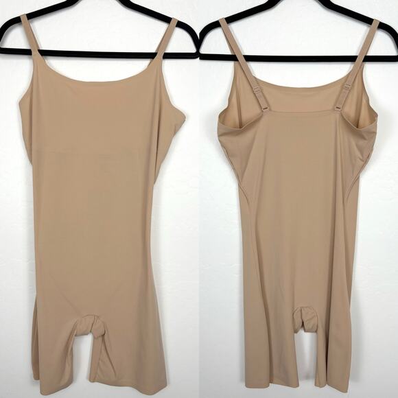 Assets by Spanx Mid Thigh Tan Bodysuit Size 1X Neutral Shapewear Slimming Plus - Picture 1 of 14